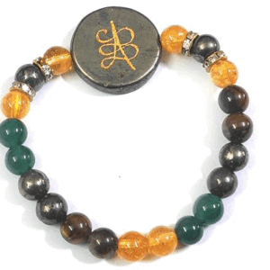 Natural Money Magnet Crystals Pyrite Green Jade Citirine Tiger Eye Zibu Symbols Crystals Bracelet