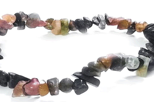 Natural Multi Tourmaline Chip Crystals Lucky Charm Bracelet