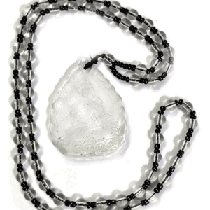 Goddess Tara White Crystal Lucky Charm Mala Rosary Necklace for Men And Women