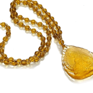 Goddess Tara Yellow Crystal Lucky CHarm Mala Rosary Necklace for Men And Women