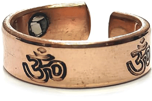 Om Aum Symbol Engraved Magnetic Copper Free Size Ring