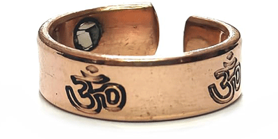 Om Aum Symbol Engraved Magnetic Copper Free Size Ring