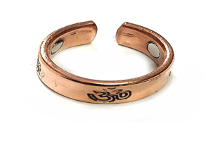 Om Aum Symbol Engraved Magnetic Copper Free Size Ring - Image 2