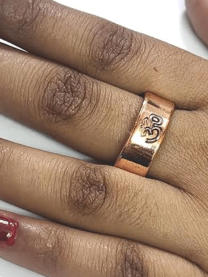 Om Aum Symbol Engraved Magnetic Copper Free Size Ring - Image 4