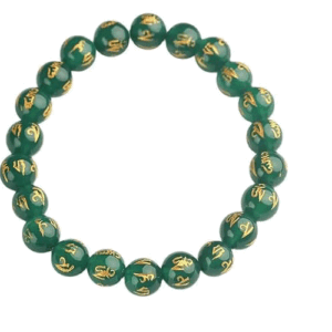 Tibetan Buddhist Lama Om Mani Padme Hum True Words Mantra Engraved Green Bracelet
