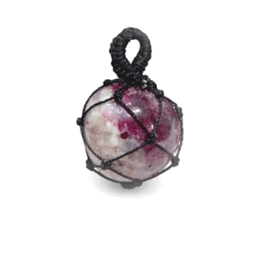 Natural Pink Tourmaline Rubellite Crystal Tumble Shaped Cage Pendant