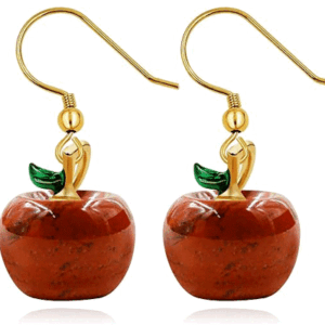 Natural Red Jasper Apple Shaped Crystals Tops Jhumka Earring Ear Ring Pair For Women And Girls