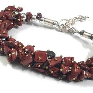Natural Red Jasper Crystals Chips Adjustable Bracelet