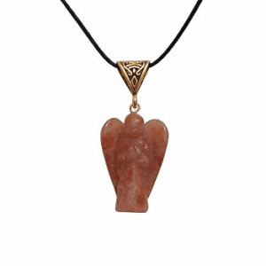 Natural Sun Stone Crystal Angel Shape Lucky Charm Pendant
