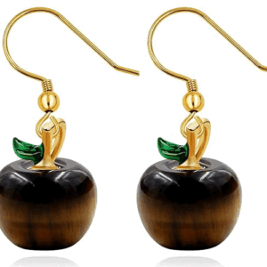 Natural Tiger Eye Apple Shaped Crystals Tops Jhumka Earring Ear Ring Pair For Women And Girls