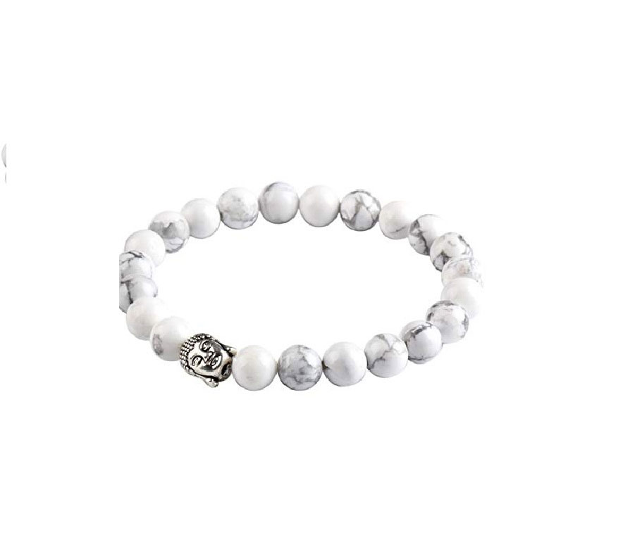 White Howlite Crystal Bead Bracelet 8mm, Genuine Gemstone Bracelet -  Walmart.com