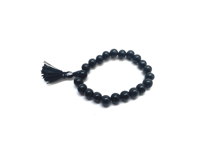 Men's Bracelet Stretch Rope Black Agate Pull Long Stone - Temu