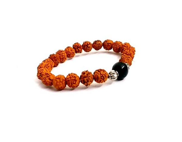 Rudraksha & Black Onyx 8 mm Stretch Bracelet  - Image 2