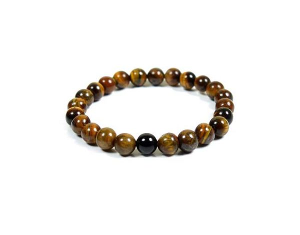 Tiger Eye Crystal & Black Onyx 8 mm Stretch Bracelet