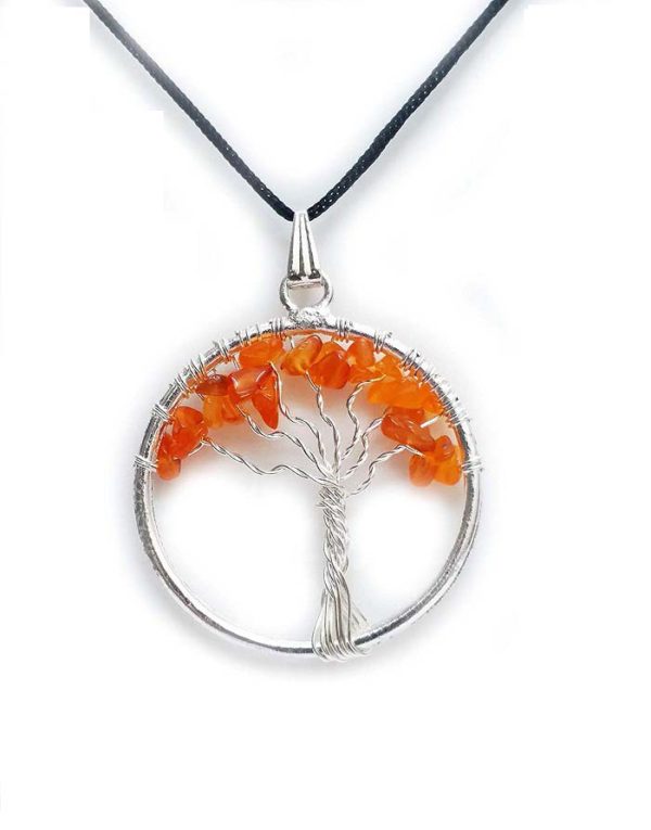  Carnelian Natural Tree of Life Wire Wrapped Pendant