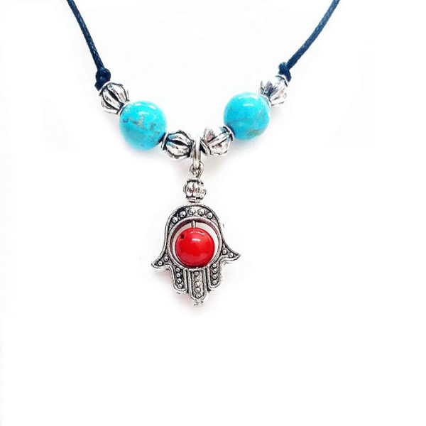 Hamsa Hand Semiprecious Stones Pendant 