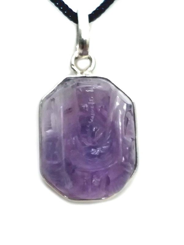 Amethyst Crystal Lord Ganesh JI Engraved Pendant - Image 2