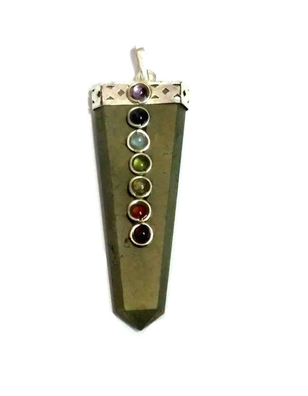 Pyrite Flat 7 Chakra Pendant