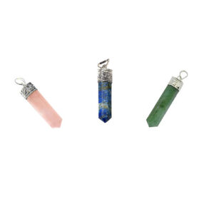 5Elements Chakra Healing Sunstone Pencil Pointed Pendant for Healing and Meditation 