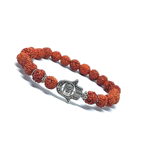 Buy Om Bracelet In Pure Silver With Rudraksha Beads