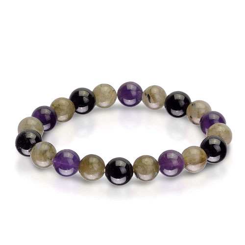 Bling Jewelry Purple Amethyst Blue Lapis Black Tourmaline 6MM Bead Stretch  Bracelet - Walmart.com