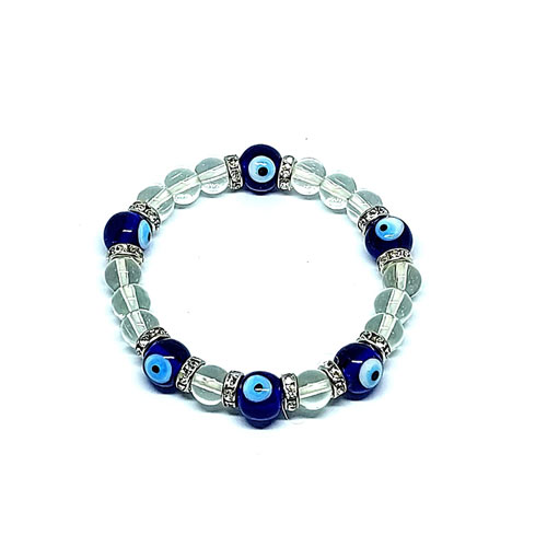 Feng Shui Evil Eye Bracelet 8mm Round Gemstone Natural Beads Plus Value