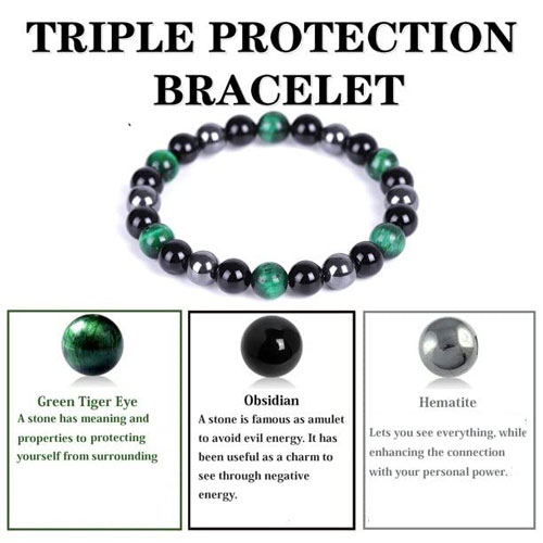 Jade Pixiu & Obsidian Bracelet #2066