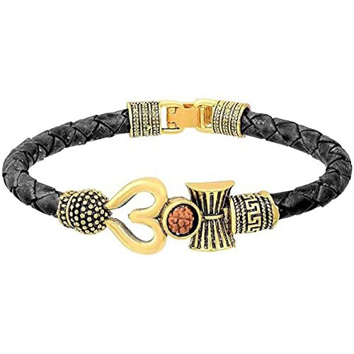 Black Belt Bracelet Kada Distinctive Design Gold Plated For Men - – Soni  Fashion®