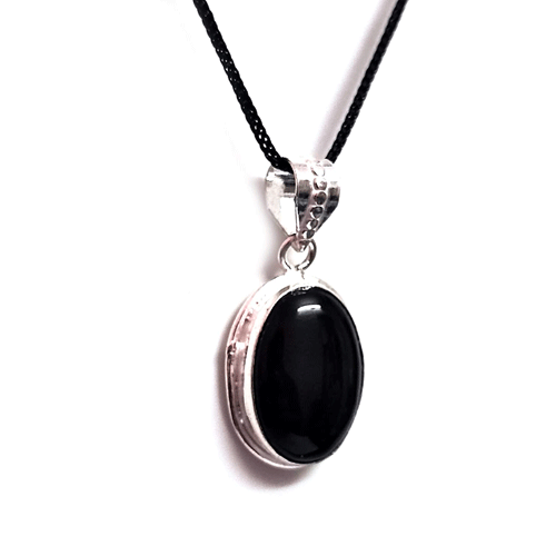Charged Black Tourmaline Angel Pendant With 20" Stainless Steel Chain – Natural Gemstone