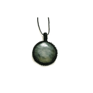 Natural Moss Agate Round Thread Cage Crystal Pendant For Men And Women