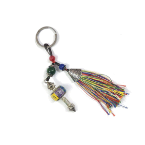 Tibetan Buddist Om Mani Padme Hum Mantra Engraved Prayer Wheel Key Chain Key Ring