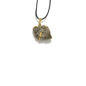 Natural Pyrite Raw Rough Chunk Uneven Shaped Crystal Golden Plated Pendant