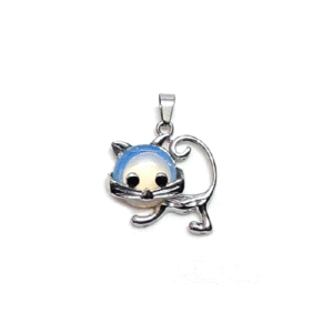 Opalite Cute Cat Shaped Lucky Charm Crystal Pendant