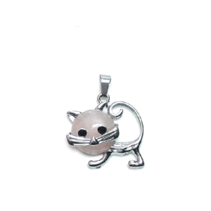 Natural Rose Quartz Cute Cat Shaped Pendant