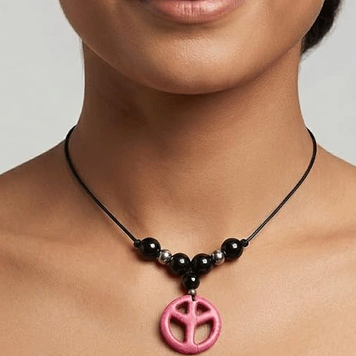 Peace love And unity Lucky Charm Protection Pink Pendant Locket Amulet For Men And Women - Image 2