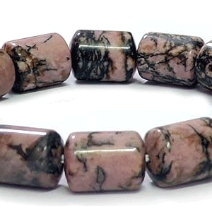 Natural Pink Rhodonite Crystals Lucky Charm Bracelet