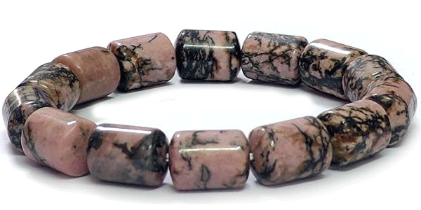 Natural Pink Rhodonite Crystals Lucky Charm Bracelet