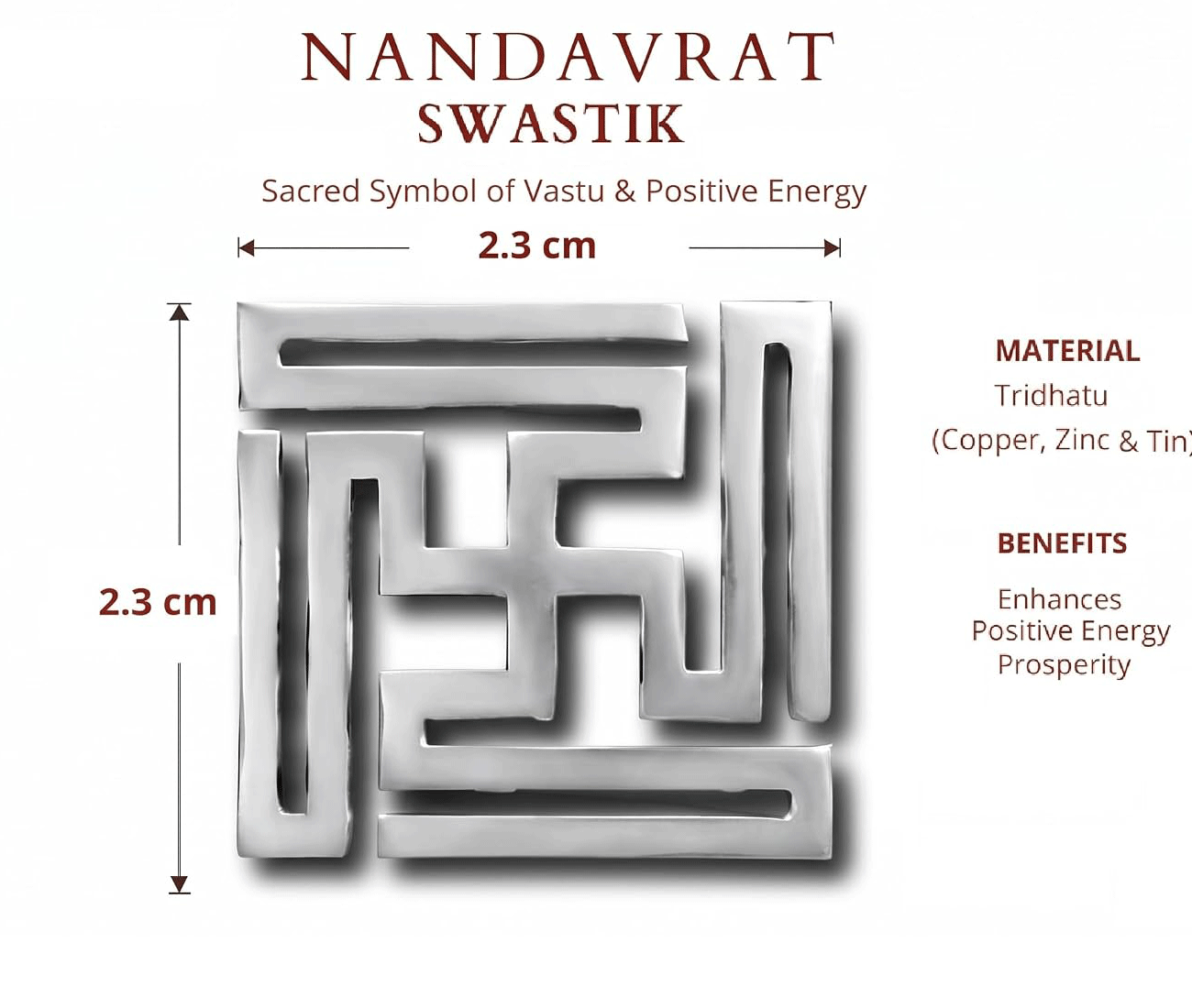Auspicious Urja Vastu Tri Dhatu 3 Dhatu Mini 2.3 Cm Nandavrat Swastik Set of 11 for Vastu Protection and Prosperity - Image 2
