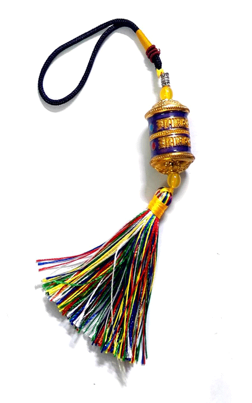 Tibetan Buddhist Om Mani Padme Hum Mantra Engraved Prayer Wheel Multi Color Metal Hanging for car and Home