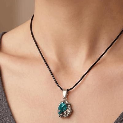 Natural Cavansite Crystal Raw Rough Uneven Cut Lab Certified Pendant For Men & Women - Image 2
