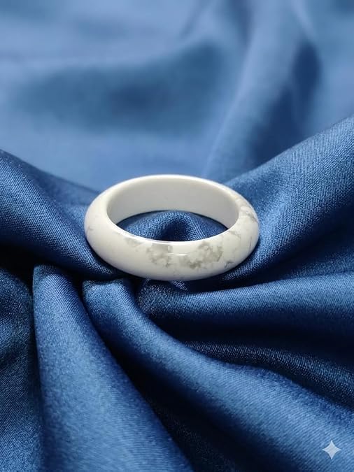 Natural Howlite Crystal Band Ring - Image 3
