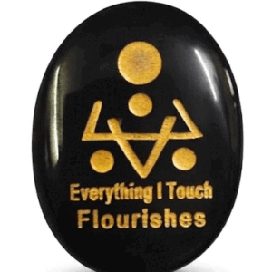 Everything I Touch It Flourishes Zibu Angelic Symbol Engraved Pocket Natural Black Tourmaline Crystal for Reiki Healing