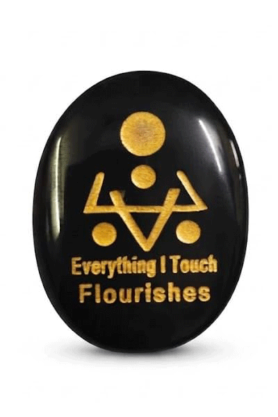 Everything I Touch It Flourishes Zibu Angelic Symbol Engraved Pocket Natural Black Tourmaline Crystal for Reiki Healing