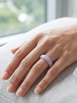 Natural Lepidolite Crystal band ring - Image 2