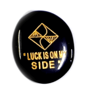 Luck is On My Side Zibu Angelic Symbol Engraved Pocket Natural Black Tourmaline Crystal for Reiki Healing