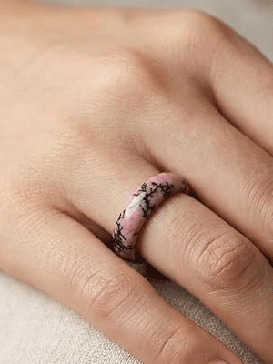 Natural Rhodonite Crystal Band Ring - Image 2
