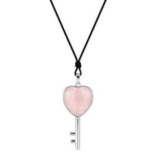 Natural Rose Quartz Key Shaped Crystal Pendant