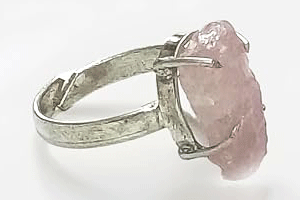 Natural Rose Quartz Raw Uneven Cut Crystal free Size Ring