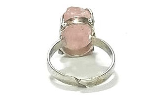 Natural Rose Quartz Raw Uneven Cut Crystal free Size Ring - Image 4