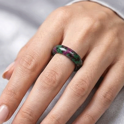 Natural ruby fuchsite Crystal band ring - Image 2